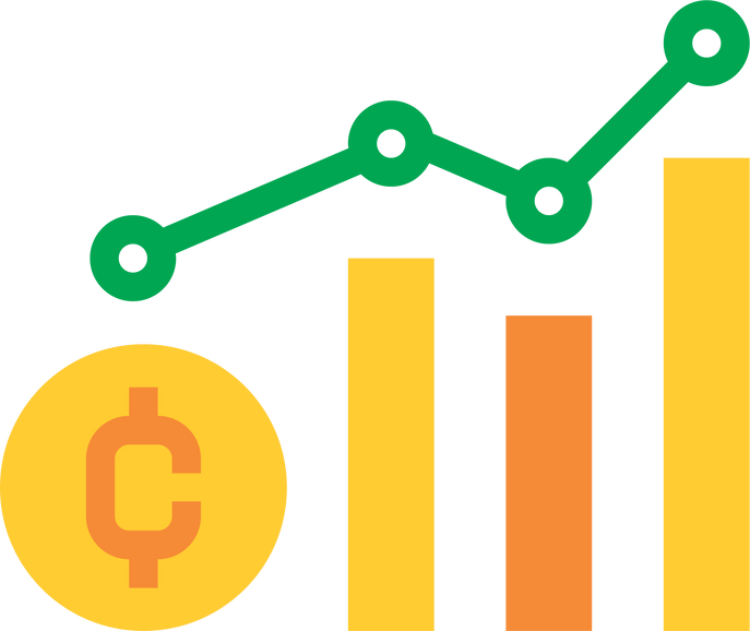 Trading chart graph  flat clipart png.